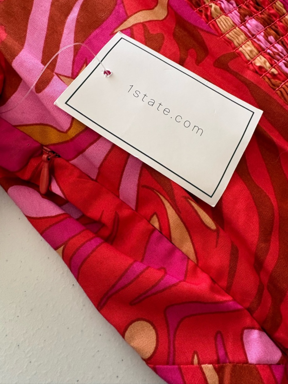 NWT Medium 1.State Pink and Orange Puff Short Sleeve V-Neckline Maxi Dress - Picture 4 of 5